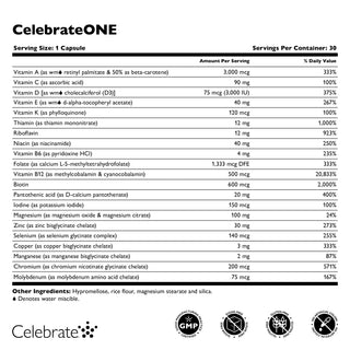 CelebrateONE Bariatrický multivitamín raz denne bez železa, kapsuly