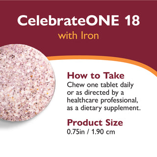 CelebrateONE 18 Bariatrický multivitamín so železom, žuvací