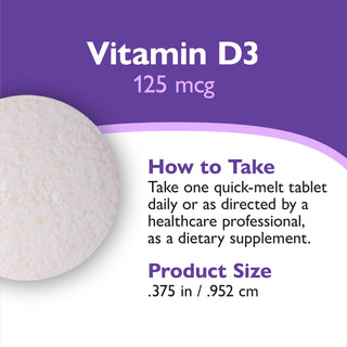 Vitamín D3 125mcg (5 000 IU), Quick-Melt, Orange