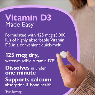 Vitamín D3 125mcg (5 000 IU), Quick-Melt, Orange