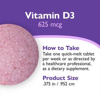 Vitamín D3 625mcg (25 000 IU), Quick-Melt, Berry