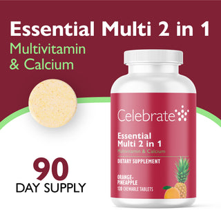 Essential Multi 2 v 1 multivitamín s vápnikom, žuvací