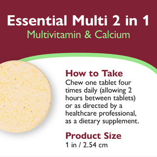 Essential Multi 2 v 1 multivitamín s vápnikom, žuvací