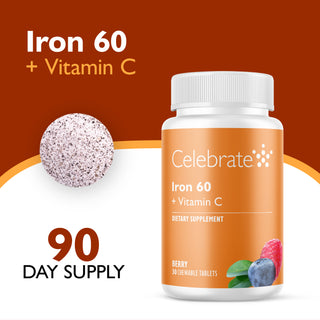 Železo 60 mg + Vitamín C, žuvacie, Berry 