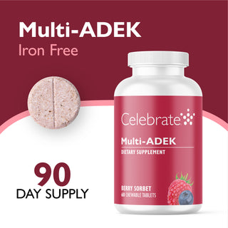 Multi-ADEK vitamín bez železa, žuvací, Berry Sorbet