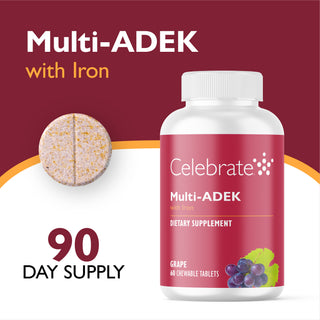 Vitamín Multi-ADEK so 60 mg železa, žuvací, Grape